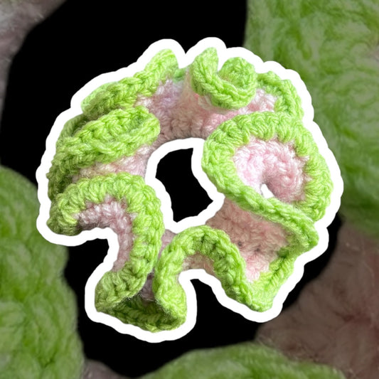 Scrunchie - Baby Pink/ Green